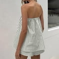 thumbnail image 4 of Women Striped Two Piece Shorts Set Strapless Tube Top Lounge Sets Summer Vacation Resort Travel Outfits, 4 of 5