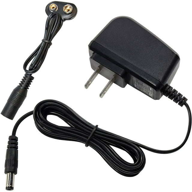 HQRP AC Adapter w/ 9V Battery Snap Connector for Boss CS-3 Compression Sustainer DS-1 Distortion MT-2 Metal Zone RC-3 Loop Station RV-5 Effects Pedal w/ Battery Clip Converter