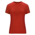 thumbnail image 3 of VANLOFE O-Neck T-Shirts Red Shirts for Women Gift for Bathday Women's Short Sleeve Solid Color Basics Crewneck Casual Top Pullover T-shirt, 3 of 8