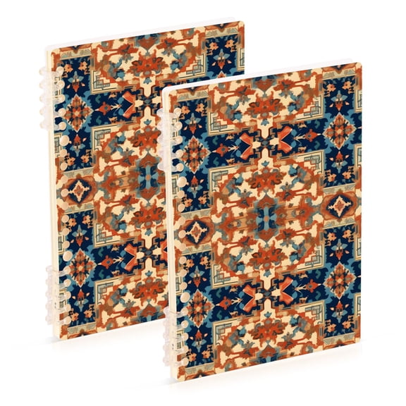 Pattern Boho and Vintage Ring Binder Notebook Journey Note Diary College Ruled Spiral Notebook Study Loose Leaf Paper A5 60 Pages