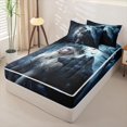 thumbnail image 2 of Erosebridal Gothic Witch Wolf Zipper Full Size Comforter Sets with Fitted Sheet and 2 Pillowcases,Jungle Animals Zipper Bedding Set For Boys,Black Reversible,4pcs, 2 of 7