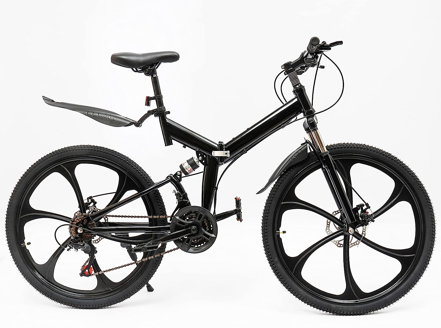 Oukaning 26" Folding Mountain Bike,Height Adjustable 21Speed Shifter