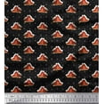 thumbnail image 1 of Soimoi Black Cotton Voile Fabric Hut Architectural Print Fabric by Yard 58 Inch Wide, 1 of 3