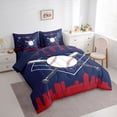 thumbnail image 2 of Erosebridal Cartoon Baseball Bedding Comforter Set 7pcs, Sports Gaming King Bedding Sets, Navy Crimson, 2 of 7