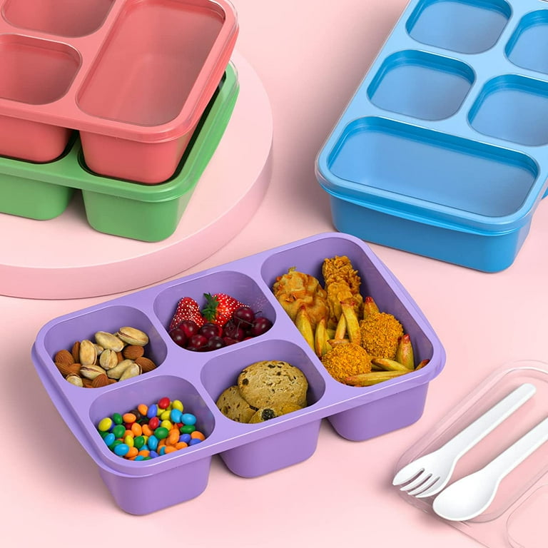 4 Pack Snack Containers, 4 Compartments Bento Snack Box, Reusable Meal Prep  Lunch Containers for Kids Adults, Divided Food Storage Containers for