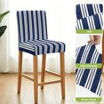 thumbnail image 4 of Striped Navy Blue Bar Stool Covers - Stretch Dining Chair Covers Set of 6, Farmhouse Line Stripes Classic Bar Chair Cover Removable Counter Stool Pub Chairs Slipcovers Protectors for Kitchen/Cafe, 4 of 9