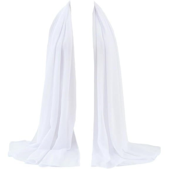 White Soild Shawl Scarves Chiffon Sheer Shawls and Wraps Womens Polyester Elegant Soft Silky Lightweight Long Mesh Scarf for Women Evening Dress Bridal Wedding Party Cover Up Accessories
