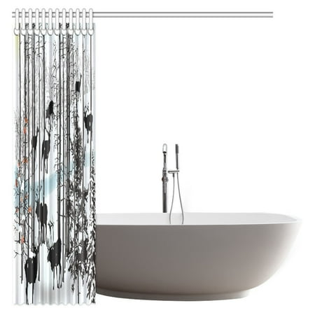 Pop Winter Landscape Shower Curtain Winter Scene With Deer Frozen