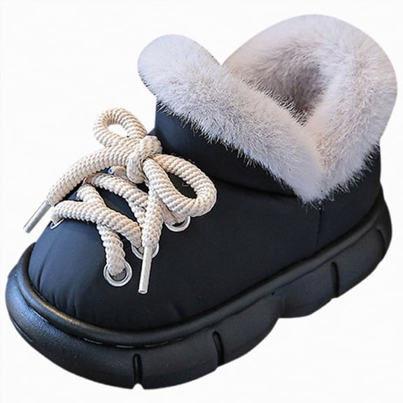 Gvdentm Kids Winter Shoes Girls Size 7 Girls Glitter Snow Boots Kids Warm Lined Anti-Slip Outdoor Winter Shoes Toddler/Little Kid/Big Kid Boots Boys(Black,2.5)