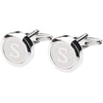 thumbnail image 3 of Gemelos con iniciales clásicas de acero inoxidable para hombres, 26 gemelos con letras iniciales del alfabeto, camisas de negocios para bodas AZ Ormromra HMHZ861-19, 3 of 6