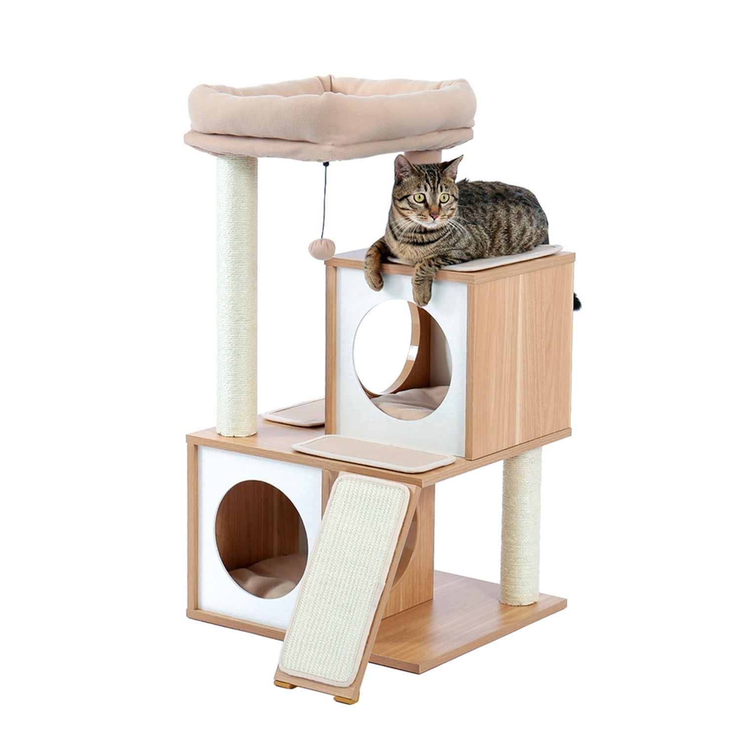 Pefilos Road Cat Tree Tower for Adult Cats Wooden Cat Tower with Double Condos Cat Nest for Indoor Cats, Cat Houses for Indoor Cats Spacious Perch, Beige Pefilos Road Cat Tree Tower for Adult Cats Wooden Cat Tower with Double Condos Cat Nest for Indoor Cats, Cat Houses for Indoor Cats Spacious Perch, Beige