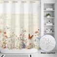 thumbnail image 2 of No Hook Shower Curtain, Retro Spring Floral Shower Curtains for Bathroom with See Through Top Window, Botanical Colorful Summer Butterfly Waterproof & Washable Bath Curtain 66"x72", 2 of 9