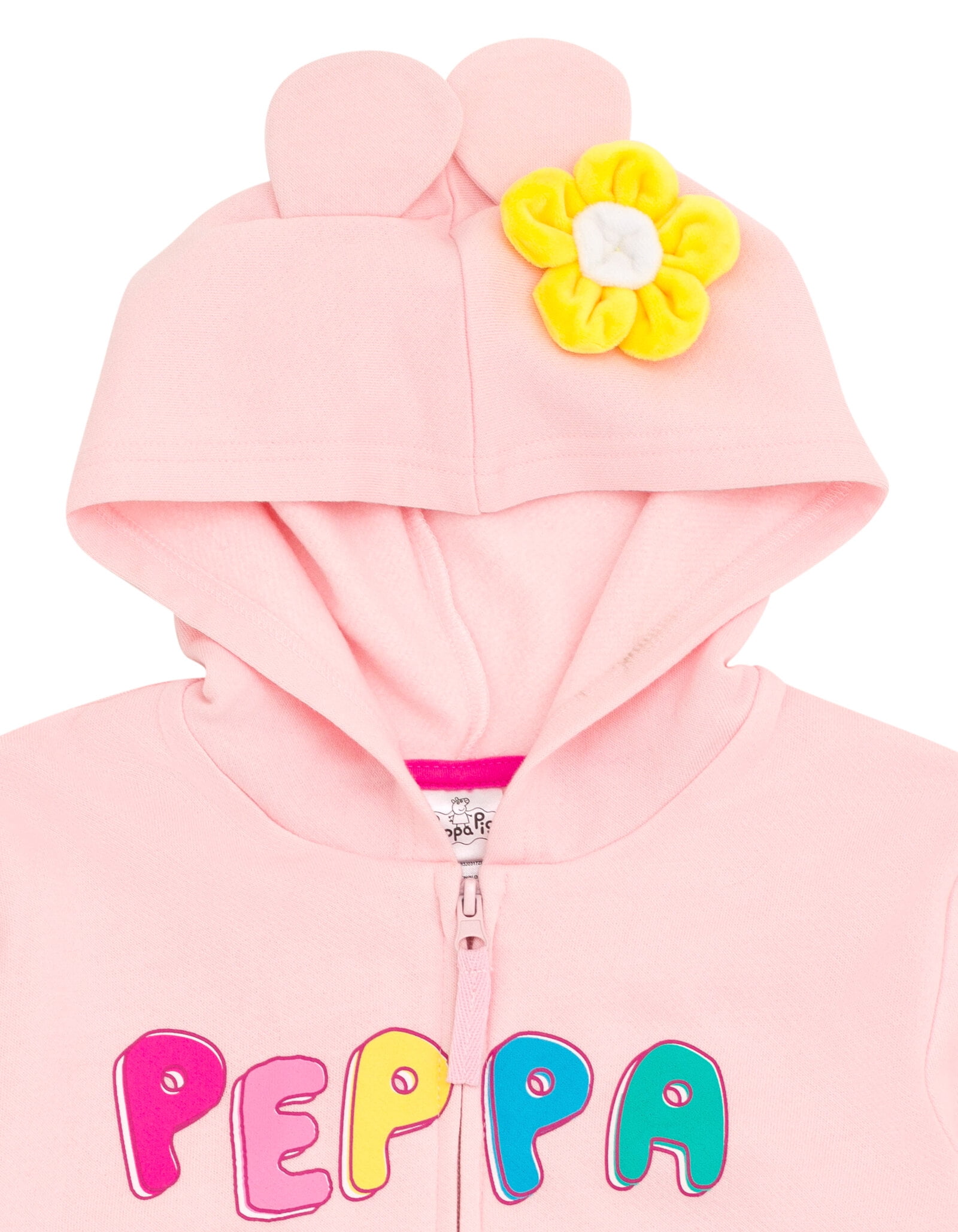 【Sobaq】SWP Crack Pig Hoodie Zip-Up Peppa Pig Toddler Girls Fleece Zip Up Hoodie Pink 2T