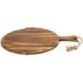 thumbnail image 3 of MyGift Round Brown Burnt Wood 12 Inch Pizza Peel Board Serving Tray with Handle & Hanging Rope, 3 of 7