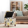 thumbnail image 6 of Adeco  Floral Printed Linen Cube Storage Ottoman Footrest Footstool Flower, 6 of 10