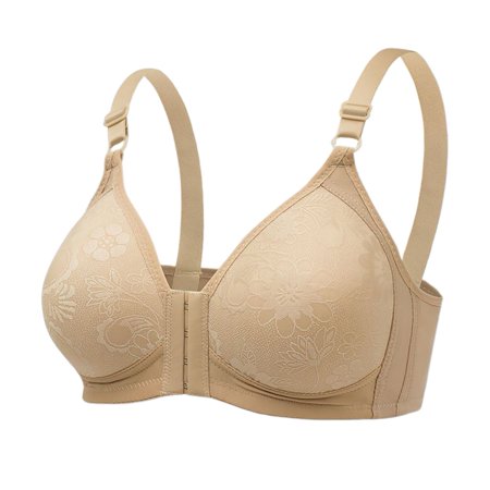 

Spdoo Women s Large No Steel Ring Push Up Underwear Front Button Thin Bra Beige 42BC