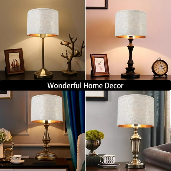 UGUCYUI-White Linen Decorative Large Lampshades Set Of 2 Fabric Shades,Drum 12 Inches For Table Lamp, Floor Lamp, Pendant Light,Floor Lamp,Farmhouse Lamp,Lamp Shade Harp Holder Included