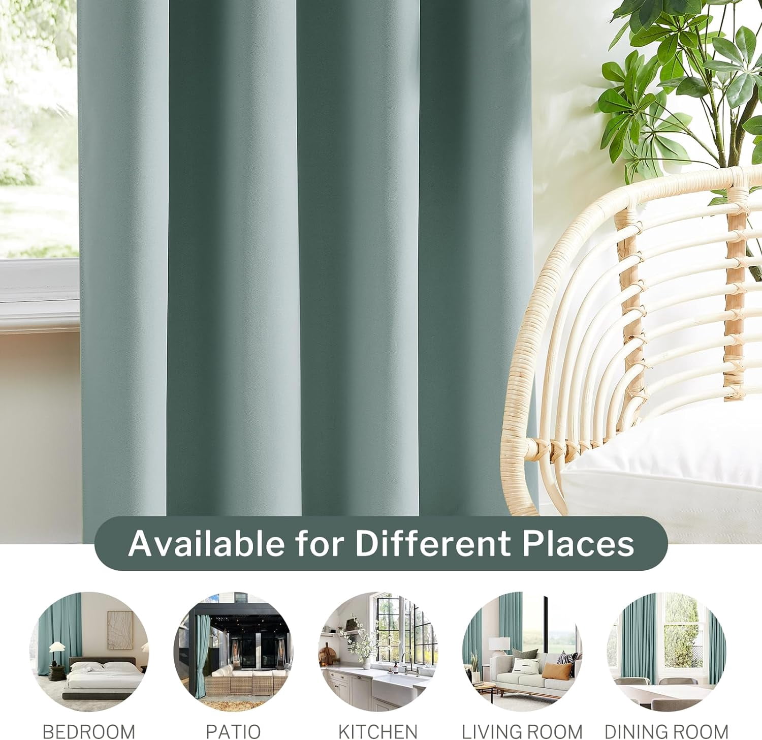 Blackout Curtains for Bedroom Cotton Textured Curtains 2 Panels Set Grommet Window Curtains for Living Room Thermal Insulated Privacy 100% Blackout Drapes