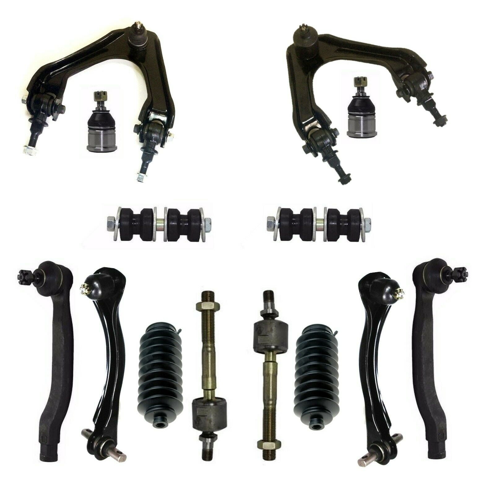 14 Pc Front & Rear Suspension Kit Inner & Outer Tie Rod Ends Lower Ball