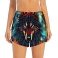 thumbnail image 2 of KLL Mystic Wolf Dreamcatcher Pattern Shorts Women,Athletic Shorts High Waisted Running Shorts Pocket Sporty Short Gym Elastic Workout Shorts-X-Large, 2 of 7