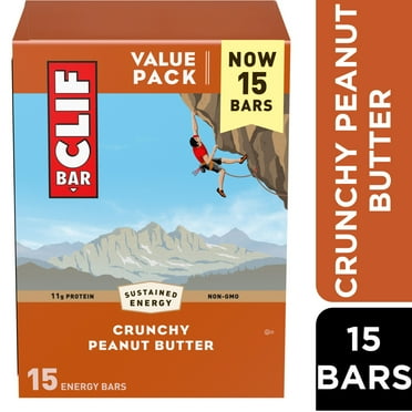 CLIF BAR Crunchy Peanut Butter Energy Bars, Plant Based Protein Bars, 15ct