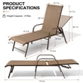 thumbnail image 6 of Crestlive Chaise Lounge Chair Outdoor with Armrests, 4PCS Pool Lounge Chairs, Aluminum 5-Positions Lounger (Brown), 6 of 6