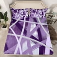 thumbnail image 2 of Castle Fairy Purple Lines Queen Sheet Sets for Boys Girls,Minimalist Stripes Bed Set, 2 of 7