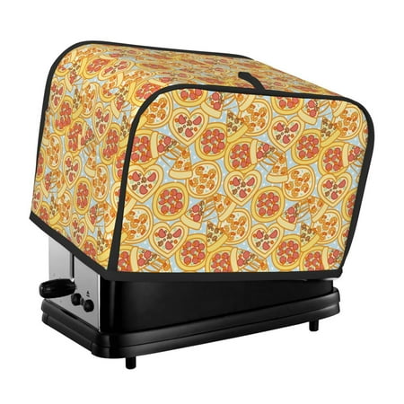 

KLL Cute Pizza In Various Print 2 Slice Toaster Dust Covers Kitchen Small Appliance Cover with 2 Pockets Can hold Jam Spreader Knife & Toaster Tongs (11.4 x 7.9 x 7.5)