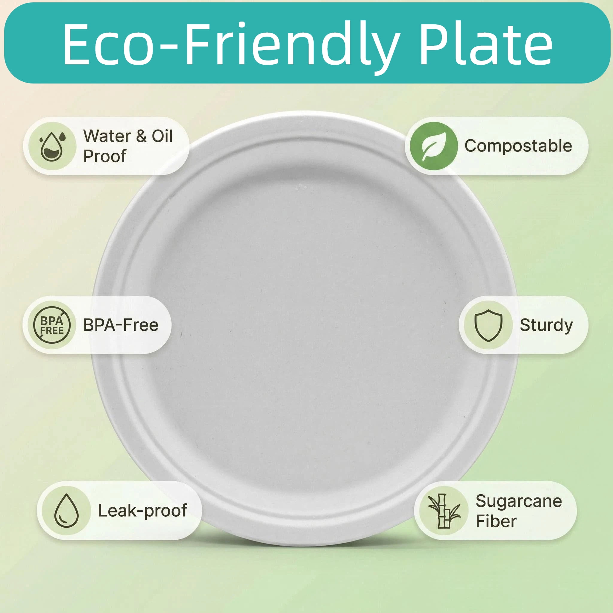 10in Paper Plates,OasisSN 150 Pack Disposable Heavy Duty Paper Plates,Biodegradable Bagasse Compostable Round Plates,Eco-Friendly Disposable Dinner Plate for BBQ,Picnic,Party,Big Game