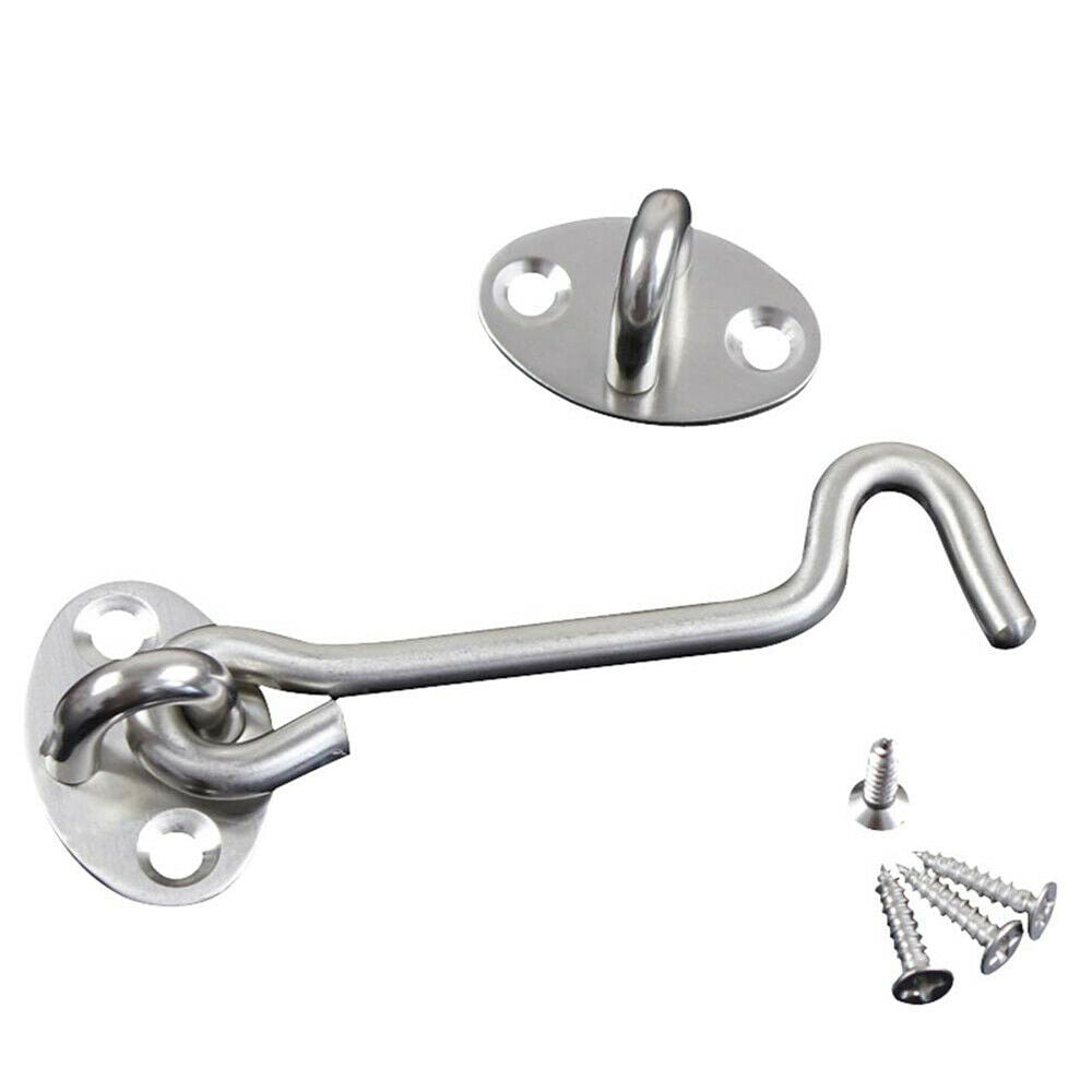 Stainless Steel Cabin Hook and Eye Latch Lock Shed Door Gate Silent Holder LP 