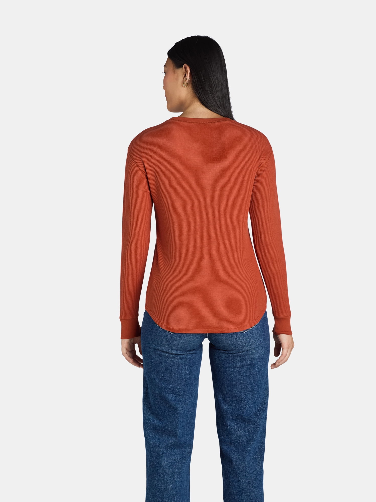 Time and Tru Women’s Essential Thermal T-Shirt with Long Sleeves, Sizes XS-XXXL