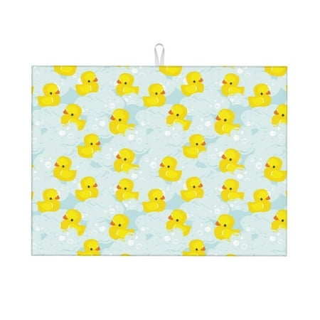 

Qekee cute rubber duck Print Dish Drying Mat Dishes Drainer Mat for Kitchen Counter Microfiber Absorbent Dish Draining Reusable Washable Draining Racks Extra Large 18 x24