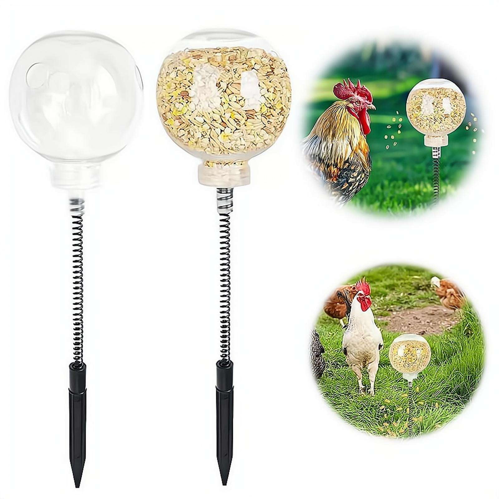 2Pack Chicken Pecking Toy, Slow Feed Treat Dispenser, Spring Mounted Coop Enrichment Ball for Hens Birds Parrots