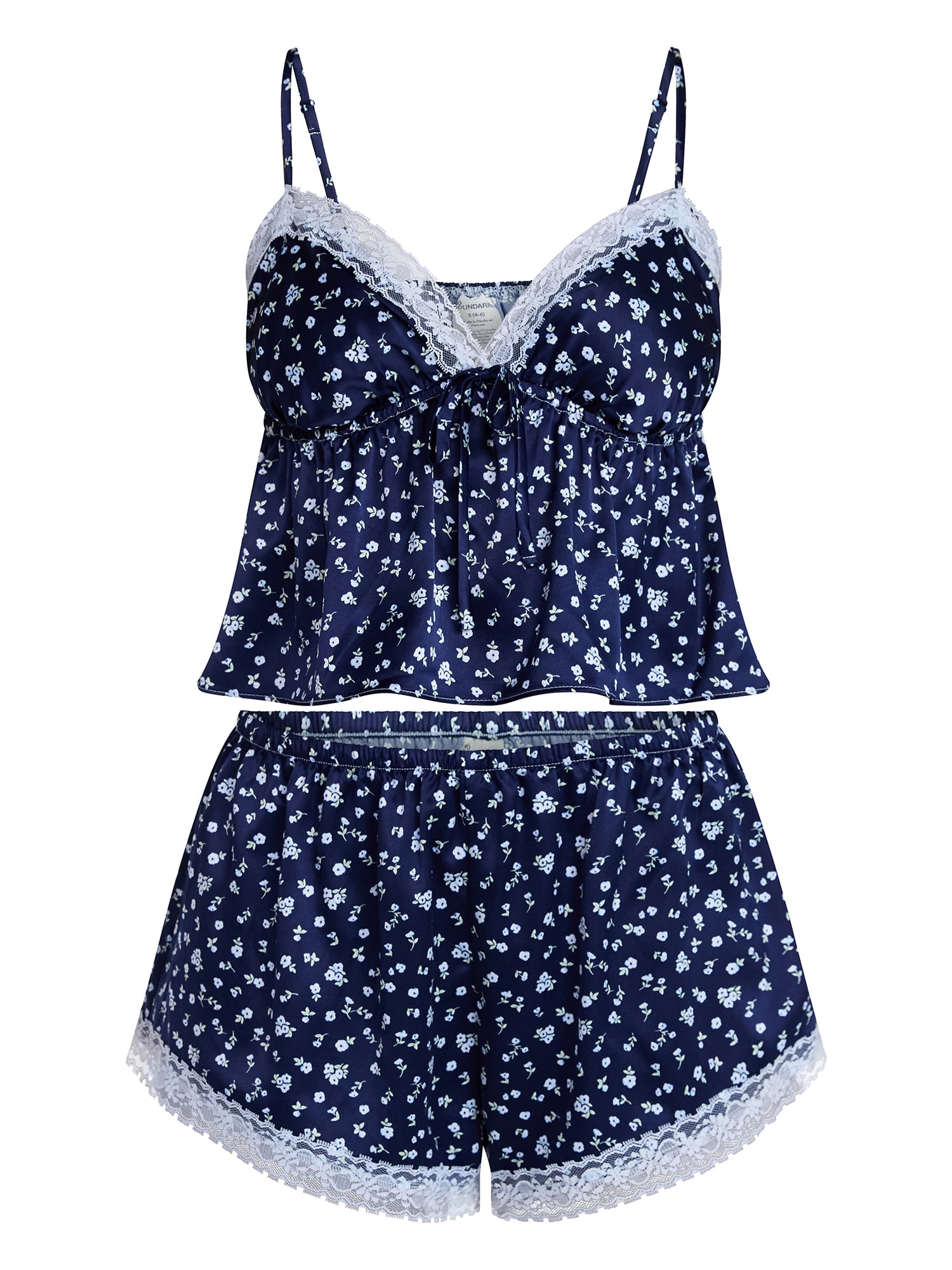 No Boundaries Satin Cami and Shorts Sleep Set, 2-Piece, Women's XS-XXL