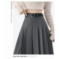 thumbnail image 4 of Women’s High-Waisted Pleated Midi Skirt with Belt, Elegant A-Line Flared Suit Skirt, Slimming Fashion Mid-Length Skirt for Office, Casual, and Daily Wear, 4 of 9