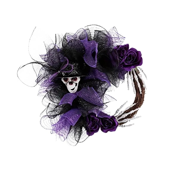 TIELUTT Halloween Decorations Skeleton Head Wreath with Hat Party Hanging Ornament for Door Wall Tassel Garland with Beads Wedding Ring Ornament Cat Car Hanging Ornament Gemstones Christmas Wreath an