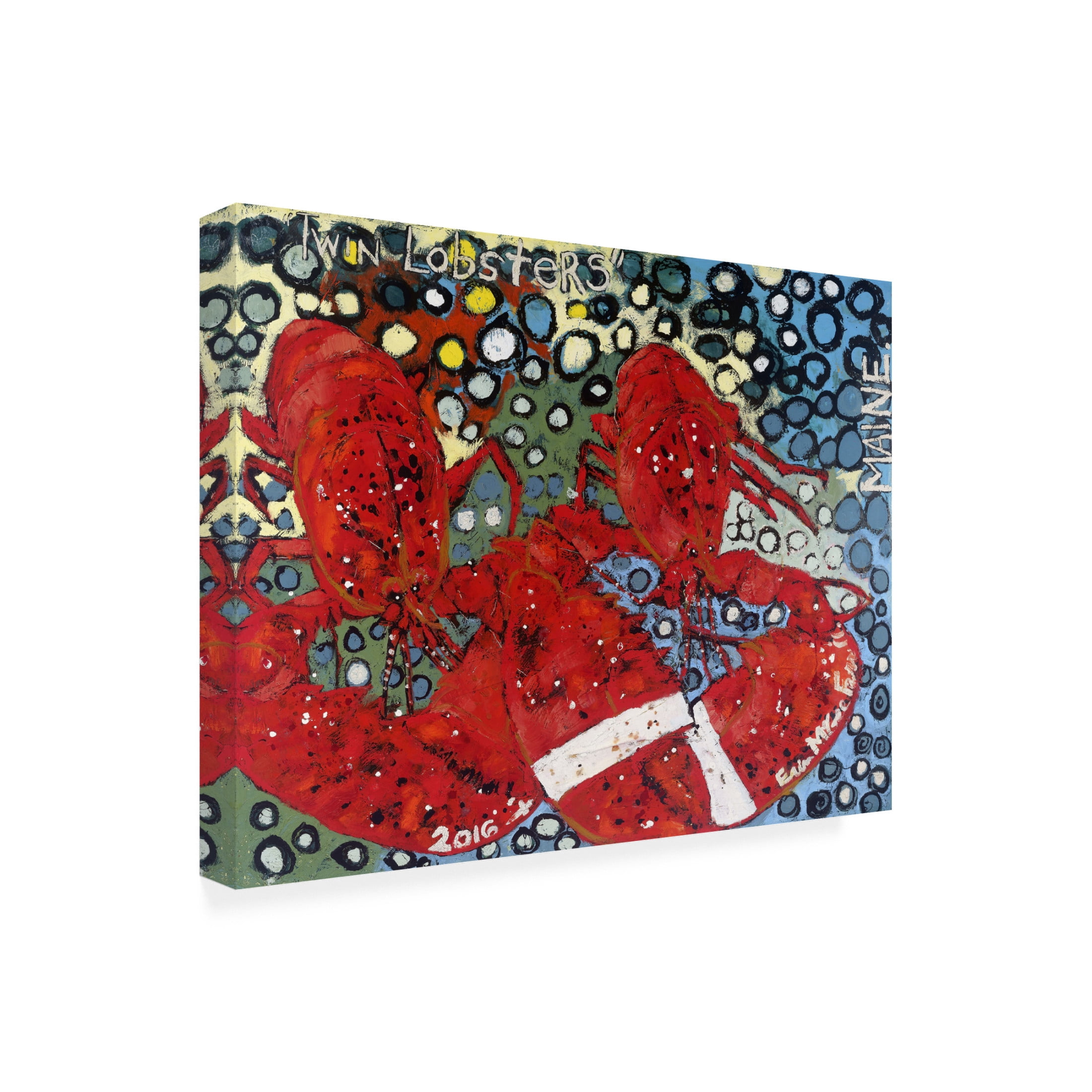Canvas Wall Art - Erin McGee Ferrell 'Twin Lobsters I' Wall Art for Living Room, Bedroom, or Office Décor by Trademark Fine Art - 32 x 24 Inches