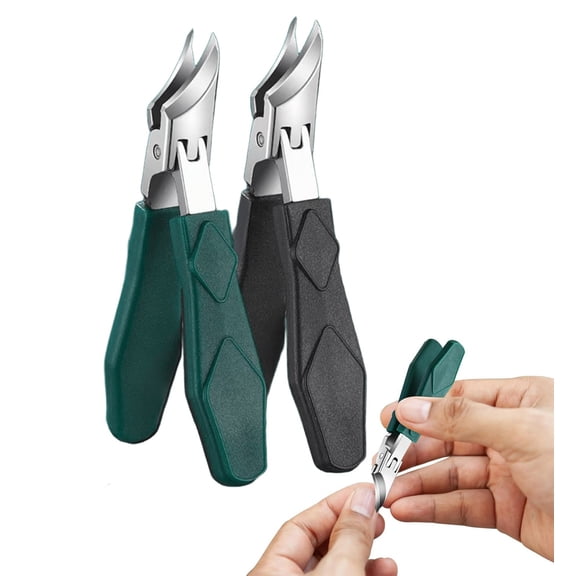 Angled Nail Clippers,Stainless Steel Anti-Splash Nail Trimmer,Wide Jaw Slanted Nail Clipper,Oblique Nail Cutter Scissors,Thick Fingernail and Toenail