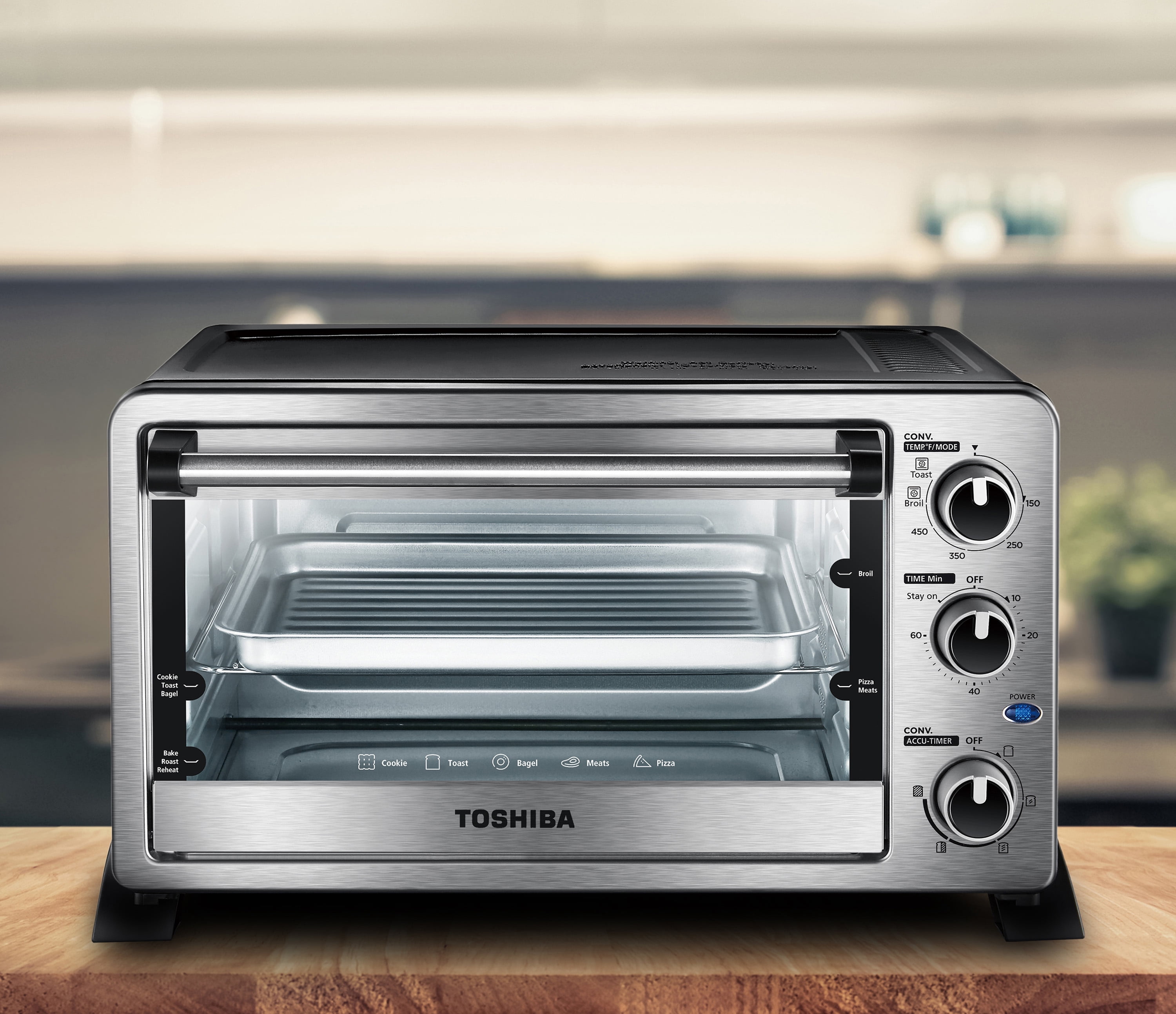 Toshiba MC25CEY-CHSS 6-Slice Convection Toaster Oven, Stainless