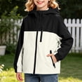 thumbnail image 2 of BCSIOAOI Girls Jacket,Color Block Hooded Waterproof Softshell Rain Jacket with Pockets Black 5-6 Years, 2 of 7