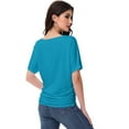 thumbnail image 6 of Women's Dolman Top Boat Neck Comfortable Short Sleeve Solid Gentle Tees Casual T Shirt with Side Shirring Detail, 6 of 6