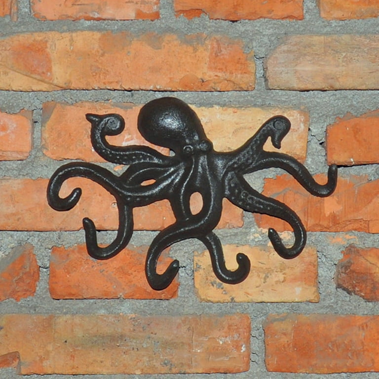 Cast Iron Octopus Decorative Coat Hook Wall Mounted Nautical Hand
