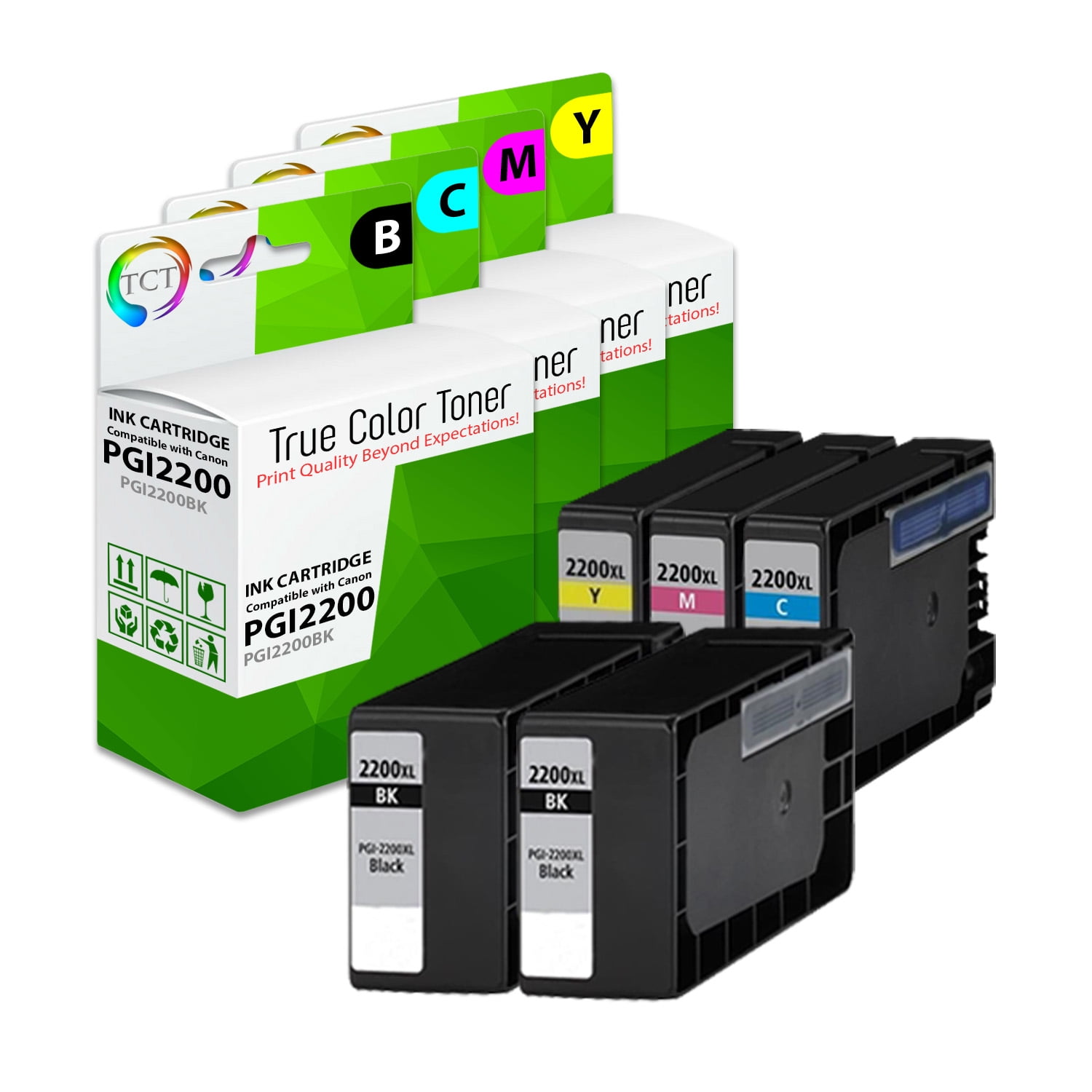 TCT PGI2200 Ink Cartridge 5 Pack - Compatible With Canon PGI-2200 PGI2200