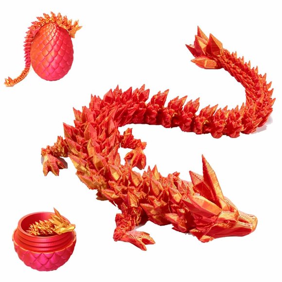 Huevo de dragón Zobetro impreso en 3D con dragón de cristal articulado