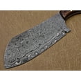 thumbnail image 5 of 9.5" hand forged rain drop pattern Damascus steel Butcher knife, Meat cleaver, Natural Walnut wood scale, Rain drop pattern Damascus Steel 5 mm blade, 5 of 5