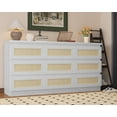 thumbnail image 1 of Commode à 9 Tiroirs en Rotin avec Station de Recharge, Commode Rustique, Grand Commode de Garde-Robe Organisateur de Rangement pour Chambre, Salon, Entrée, Blanc, 1 of 6