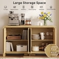 thumbnail image 6 of PAPROOS 55" Natural Sideboard Cabinet, Herringbone Wooden 4-Door Buffet Cabinet with Storage for Kitchen, Dining Room, Living Room, Entryway, 6 of 11