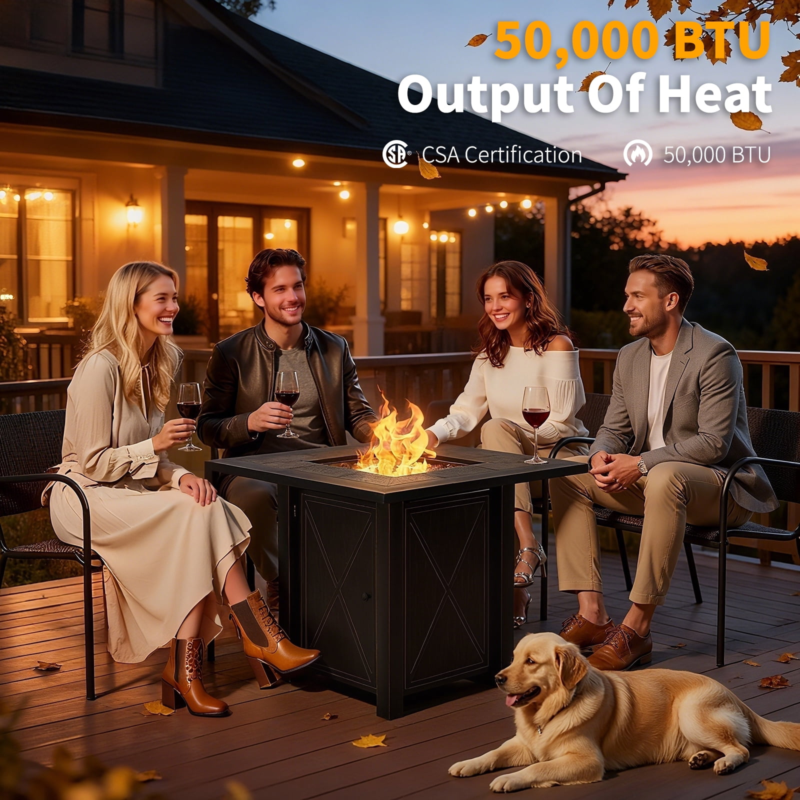 Sierah Style Outdoor Stove 50000 BTU Propane Metal Fire Pit Table with Rust Resistant