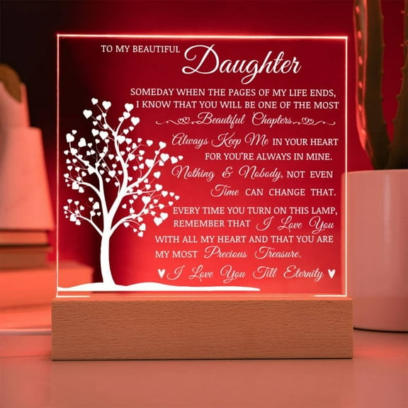 Daughter Keepsake Gift - Lamp of Love, LED Square Acrylic for Daughter, Best Christmas Gift Idea, Thoughtful Gift for Her, Sentimental Gift