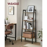 VASAGLE 4-Tier Ladder Shelf Wall Ladder Bookshelf Bookcase Furniture Storage Rack Shelves, Rustic Brown and Black